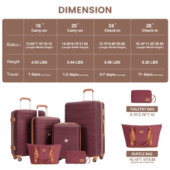Travelhouse 6 Piece Hardshell Luggage Set Hardside Lightweight Suitcase with TSA Lock Spinner Wheels.(Red)