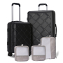 Amalodie 2 piecec Hardside Spinner Luggage Sets(18"&26") with 3PC Organizer Bags,Black
