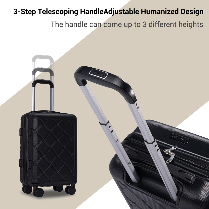 Amalodie 2 piecec Hardside Spinner Luggage Sets(18"&26") with 3PC Organizer Bags,Black