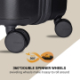 Amalodie 2 piecec Hardside Spinner Luggage Sets(18"&26") with 3PC Organizer Bags,Black