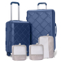 Amalodie 2 piecec Hardside Spinner Luggage Sets(18"&26") with 3PC Organizer Bags,Blue