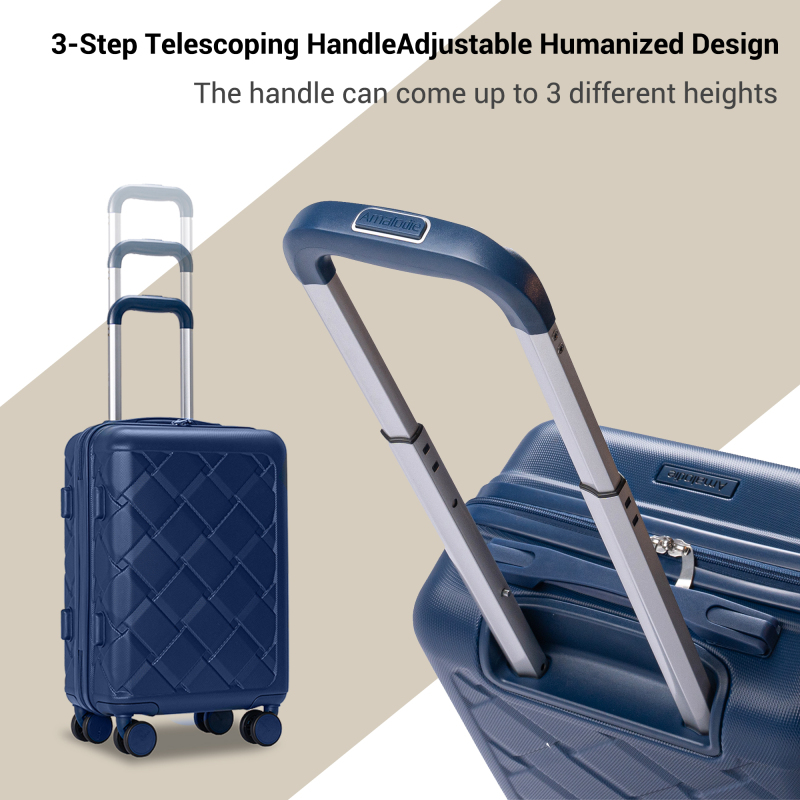 Amalodie 2 piecec Hardside Spinner Luggage Sets(18"&26") with 3PC Organizer Bags,Blue