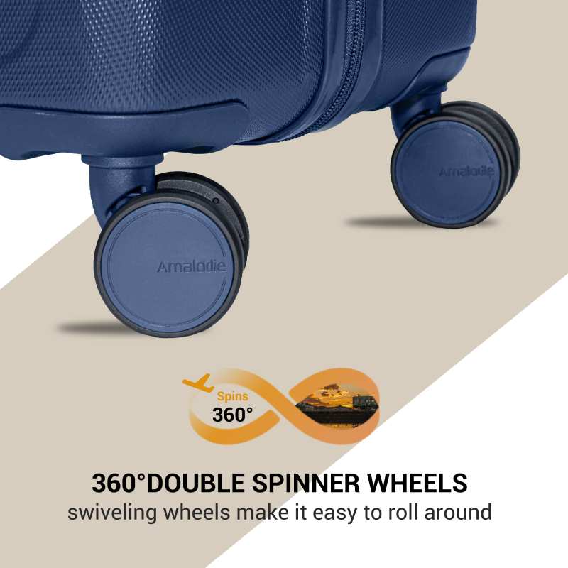 Amalodie 2 piecec Hardside Spinner Luggage Sets(18"&26") with 3PC Organizer Bags,Blue
