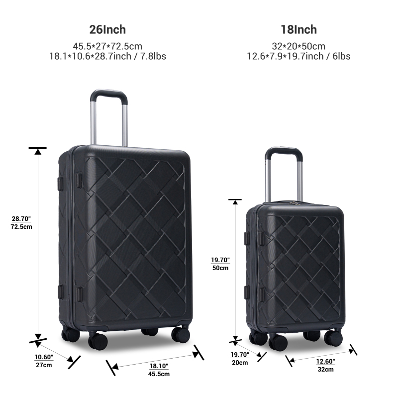 Набори валіз Amalodie Hardside Spinner з 2 предметів (18" та 26") з 3-місними органайзерами, темно-сірі