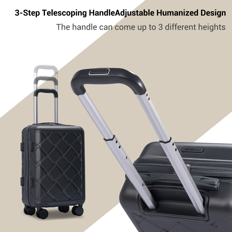 Amalodie 2 piecec Hardside Spinner Luggage Sets(18"&26") with 3PC Organizer Bags, Dark Gray