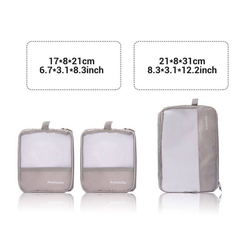 Amalodie 2 piecec Hardside Spinner Luggage Sets(18"&26") with 3PC Organizer Bags, Dark Gray