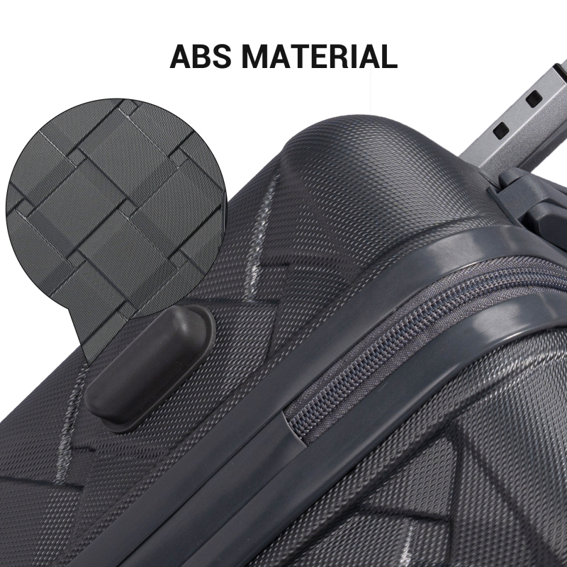 Amalodie 2 piecec Hardside Spinner Luggage Sets(18"&26") with 3PC Organizer Bags, Dark Gray