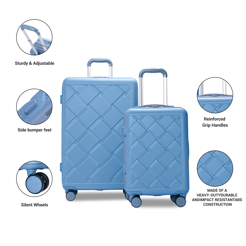 Amalodie 2 piecec Hardside Spinner Luggage Sets(18"&26") with 3PC Organizer Bags,Light Blue