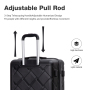 Amalodie 3 Piece Luggage Sets Hardside Lightweight Durable Spinner Wheels Suitcase,Black