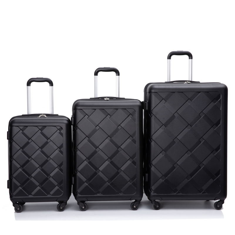 Amalodie 3 Piece Luggage Sets Hardside Lightweight Durable Spinner Wheels Suitcase,Black