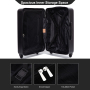Amalodie 3 Piece Luggage Sets Hardside Lightweight Durable Spinner Wheels Suitcase,Black