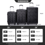 Amalodie 3 Piece Luggage Sets Hardside Lightweight Durable Spinner Wheels Suitcase,Black