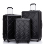 Amalodie 3 Piece Luggage Sets Hardside Lightweight Durable Spinner Wheels Suitcase,Black