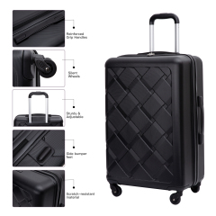 Amalodie 3 Piece Luggage Sets Hardside Lightweight Durable Spinner Wheels Suitcase,Black