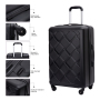 Amalodie 3 Piece Luggage Sets Hardside Lightweight Durable Spinner Wheels Suitcase,Black