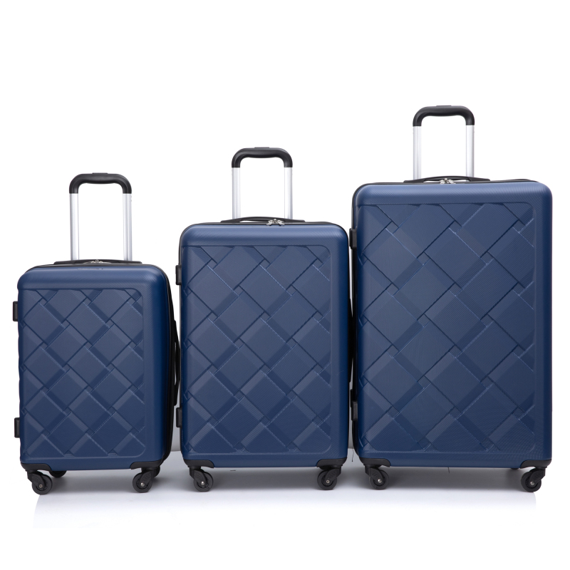 Amalodie 3 Piece Luggage Sets Hardside Lightweight Durable Spinner Wheels Suitcase,Dark Blue