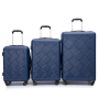 Amalodie 3 Piece Luggage Sets Hardside Lightweight Durable Spinner Wheels Suitcase,Dark Blue