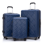 Amalodie 3 Piece Luggage Sets Hardside Lightweight Durable Spinner Wheels Suitcase,Dark Blue