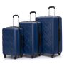 Amalodie 3 Piece Luggage Sets Hardside Lightweight Durable Spinner Wheels Suitcase,Dark Blue