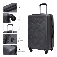 Amalodie 3 Piece Luggage Sets Hardside Lightweight Durable Spinner Wheels Suitcase,Dark Gray