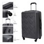Amalodie 3 Piece Luggage Sets Hardside Lightweight Durable Spinner Wheels Suitcase,Dark Gray