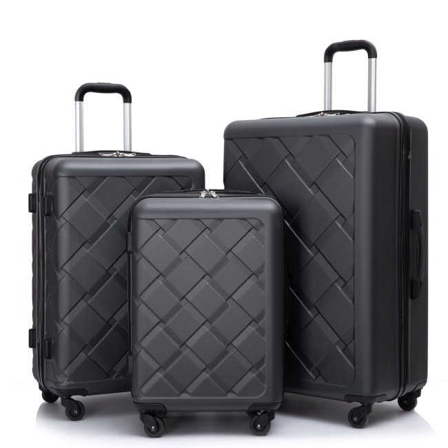 Amalodie 3 Piece Luggage Sets Hardside Lightweight Durable Spinner Wheels Suitcase,Dark Gray