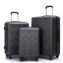 Amalodie 3 Piece Luggage Sets Hardside Lightweight Durable Spinner Wheels Suitcase,Dark Gray