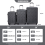 Amalodie 3 Piece Luggage Sets Hardside Lightweight Durable Spinner Wheels Suitcase,Dark Gray