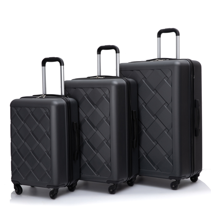 Amalodie 3 Piece Luggage Sets Hardside Lightweight Durable Spinner Wheels Suitcase,Dark Gray
