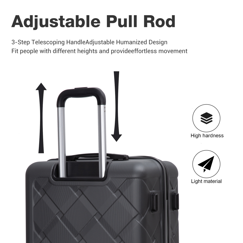 Amalodie 3 Piece Luggage Sets Hardside Lightweight Durable Spinner Wheels Suitcase,Dark Gray
