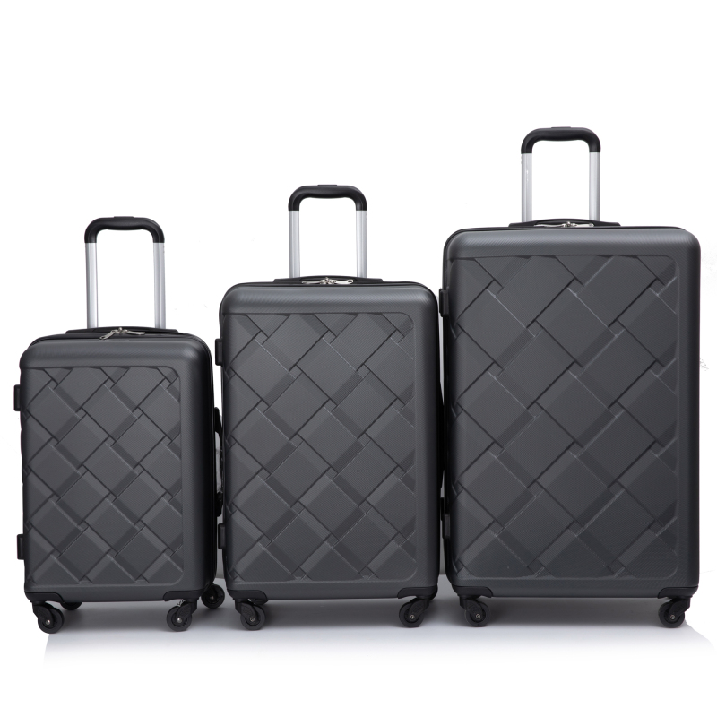 Amalodie 3 Piece Luggage Sets Hardside Lightweight Durable Spinner Wheels Suitcase,Dark Gray