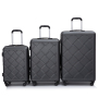 Amalodie 3 Piece Luggage Sets Hardside Lightweight Durable Spinner Wheels Suitcase,Dark Gray