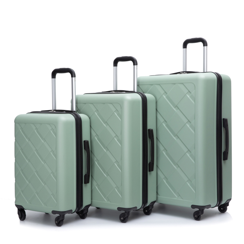 Amalodie 3 Piece Luggage Sets Hardside Lightweight Durable Spinner Wheels Suitcase,Green