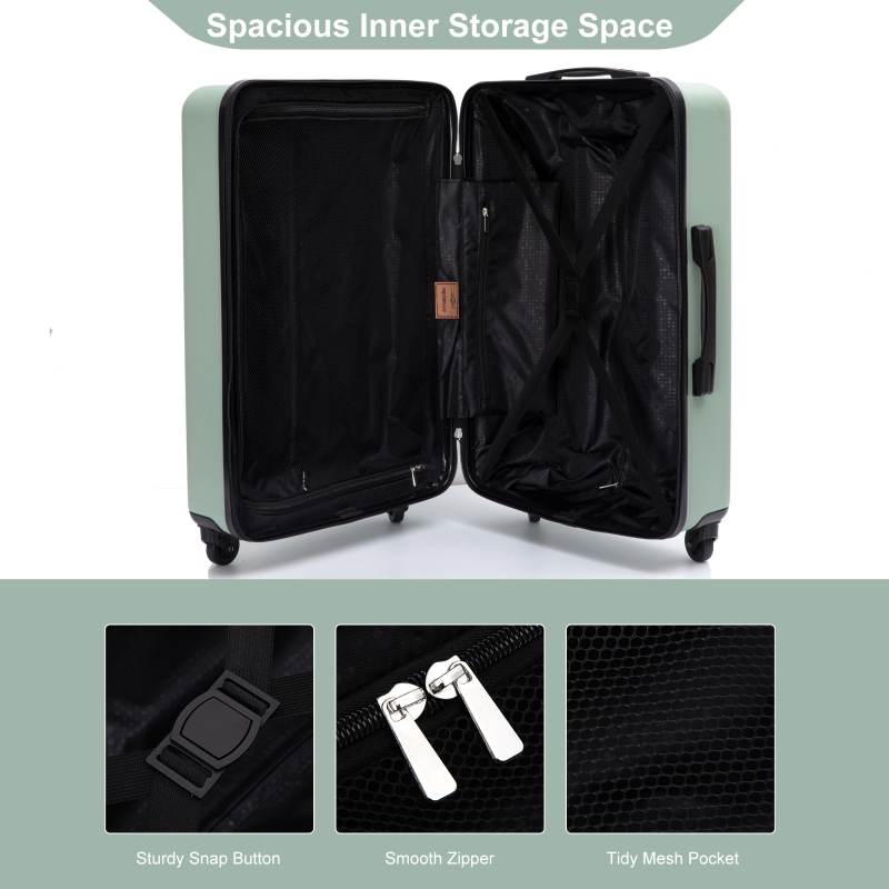 Amalodie 3 Piece Luggage Sets Hardside Lightweight Durable Spinner Wheels Suitcase,Green