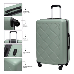 Amalodie 3 Piece Luggage Sets Hardside Lightweight Durable Spinner Wheels Suitcase,Green