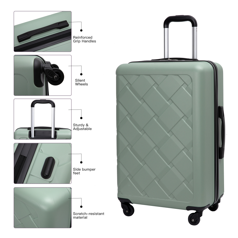 Amalodie 3 Piece Luggage Sets Hardside Lightweight Durable Spinner Wheels Suitcase,Green