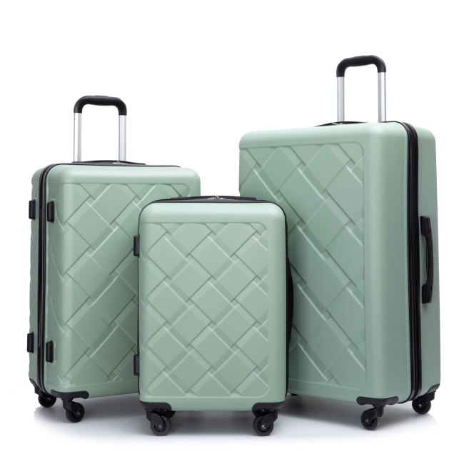 Amalodie 3 Piece Luggage Sets Hardside Lightweight Durable Spinner Wheels Suitcase,Green
