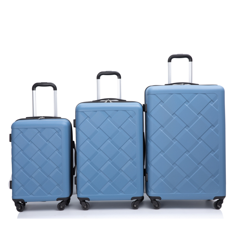 Amalodie 3 Piece Luggage Sets Hardside Lightweight Durable Spinner Wheels Suitcase,Light Blue