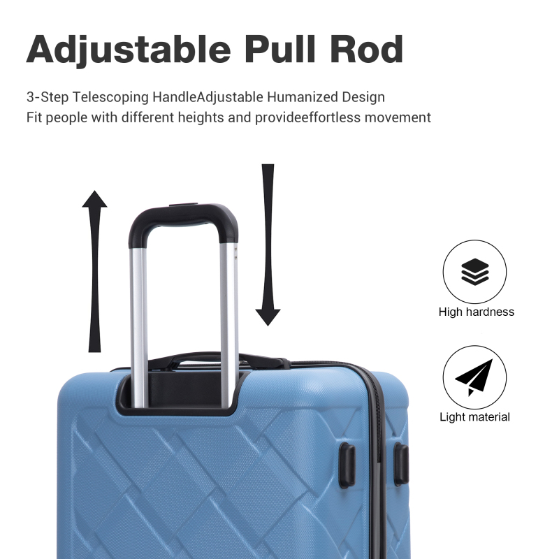 Amalodie 3 Piece Luggage Sets Hardside Lightweight Durable Spinner Wheels Suitcase,Light Blue