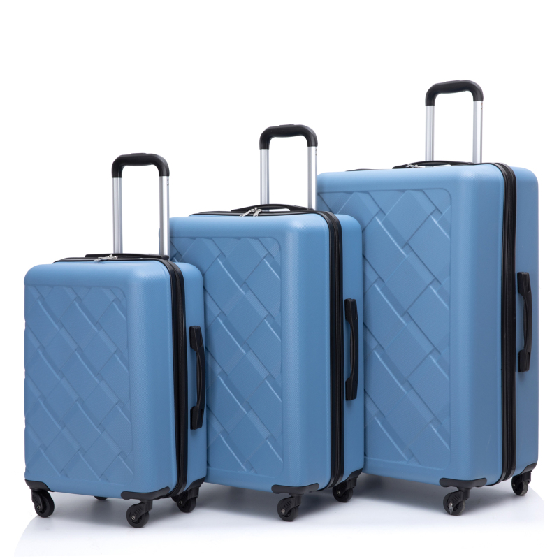 Amalodie 3 Piece Luggage Sets Hardside Lightweight Durable Spinner Wheels Suitcase,Light Blue