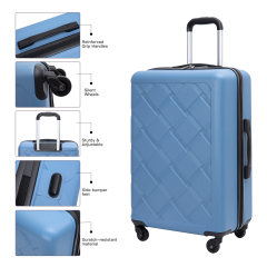 Amalodie 3 Piece Luggage Sets Hardside Lightweight Durable Spinner Wheels Suitcase,Light Blue