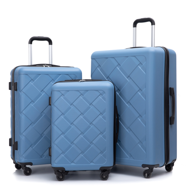 Amalodie 3 Piece Luggage Sets Hardside Lightweight Durable Spinner Wheels Suitcase,Light Blue