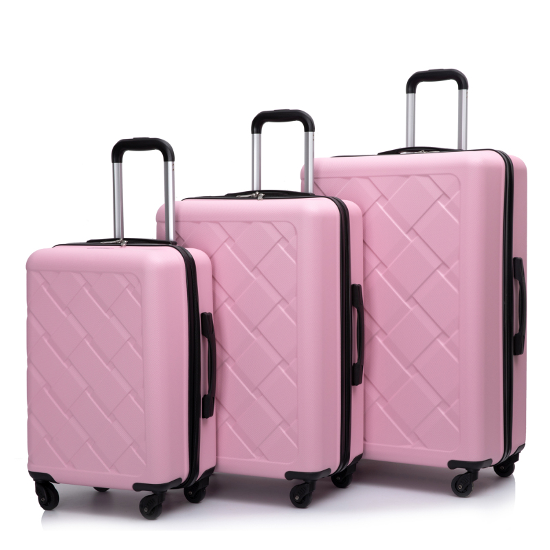 Amalodie 3 Piece Luggage Sets Hardside Lightweight Durable Spinner Wheels Suitcase,Pink