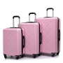 Amalodie 3 Piece Luggage Sets Hardside Lightweight Durable Spinner Wheels Suitcase,Pink