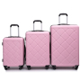 Amalodie 3 Piece Luggage Sets Hardside Lightweight Durable Spinner Wheels Suitcase,Pink