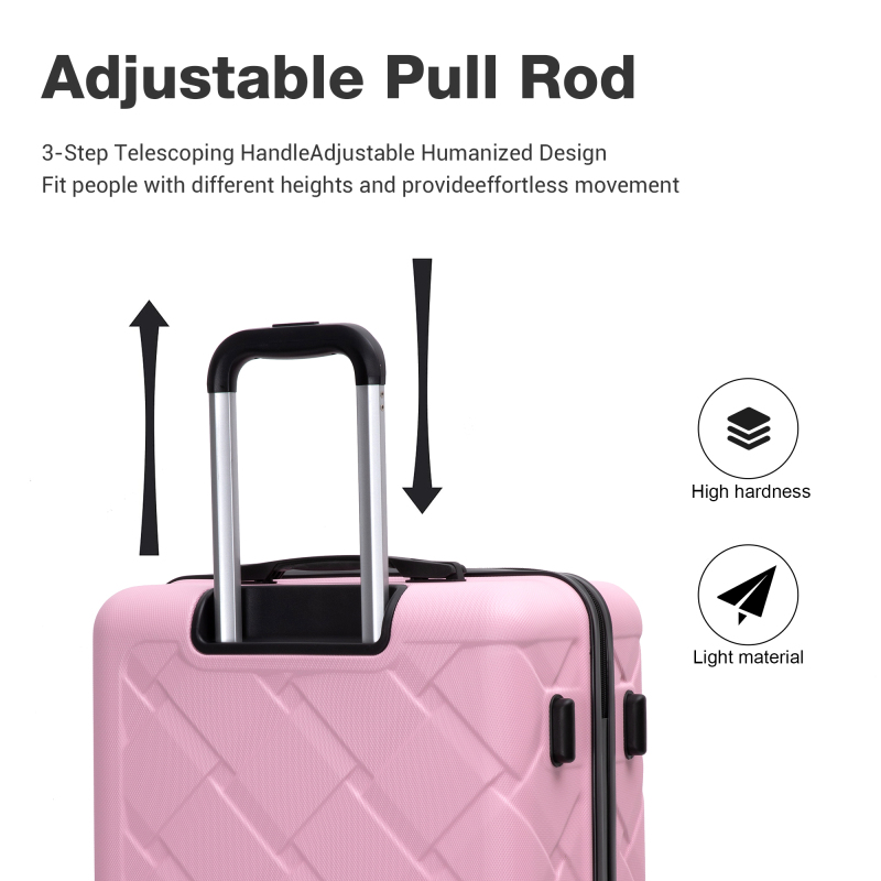 Amalodie 3 Piece Luggage Sets Hardside Lightweight Durable Spinner Wheels Suitcase,Pink
