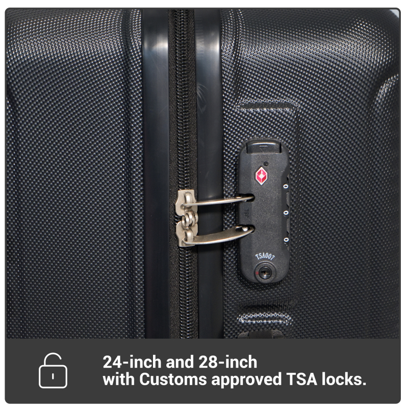 트래블하우스 3피스 하드케이스 여행가방 세트, 경량 캐리어 (TSA 잠금장치 및 스피너 휠 포함, 20인치/24인치/28인치, 블랙)