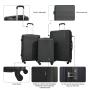 트래블하우스 3피스 하드케이스 여행가방 세트, 경량 캐리어 (TSA 잠금장치 및 스피너 휠 포함, 20인치/24인치/28인치, 블랙)