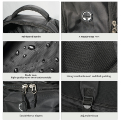 Travelhouse Travel Backpack for Men & Women Hiking Outdoor Carry On with Packing Cubes（Black）