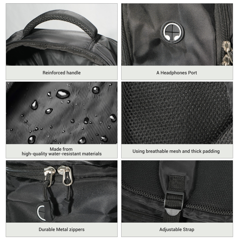 Travelhouse Travel Backpack for Men & Women Hiking Outdoor Carry On with Packing Cubes（Black）